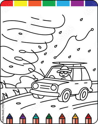 Hurricane Storms and Strong Winds Fun Coloring Page for Natural Disaster Awareness, Wildfires in Nature A Detailed Coloring Page for Kids and Adults