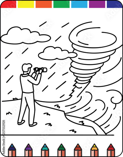 Hurricane Storms and Strong Winds Fun Coloring Page for Natural Disaster Awareness, Wildfires in Nature A Detailed Coloring Page for Kids and Adults