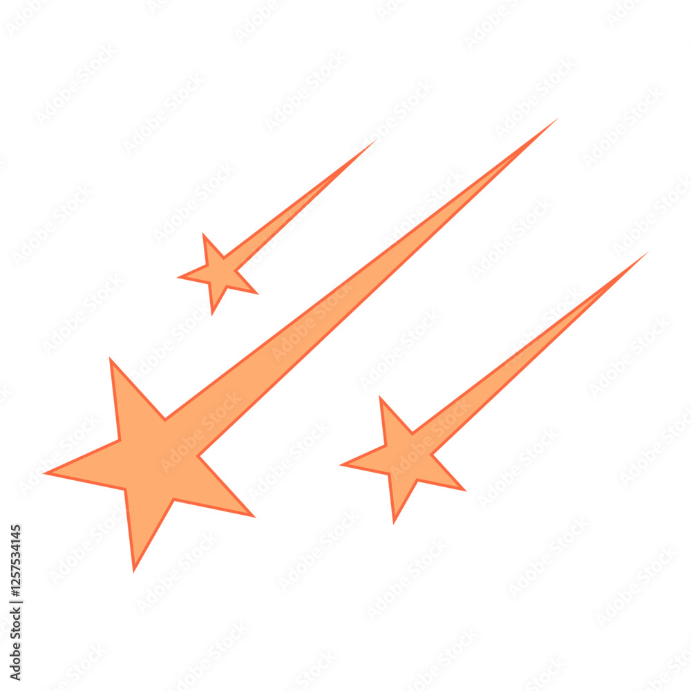 Cartoon drawing of three orange shooting stars