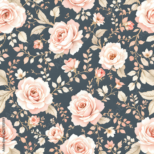 Wallpaper Mural Romantic Watercolor Rose Pattern
 Torontodigital.ca