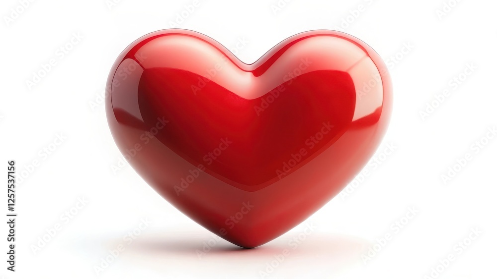 Red Heart Shape, Object on White Background