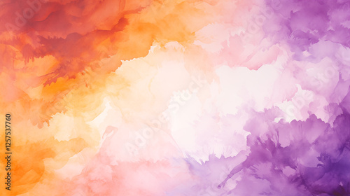 Purple orange and white watercolor background.