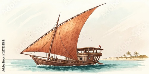 Traditional sailing dhow navigating calm waters
