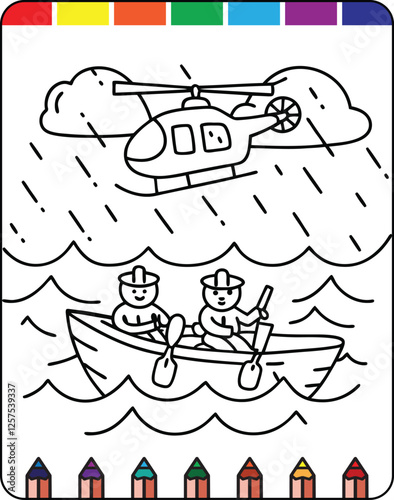 Hurricane Storms and Strong Winds Fun Coloring Page for Natural Disaster Awareness, Wildfires in Nature A Detailed Coloring Page for Kids and Adults