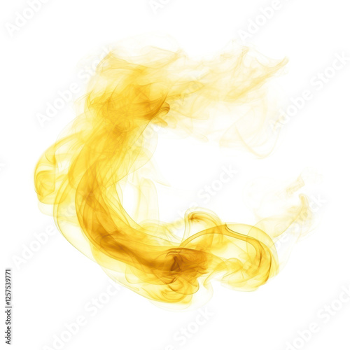 yellow smoke ring isolated on white or transparent png