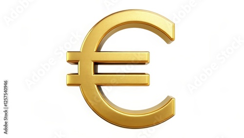 Golden Euro Symbol on White Background