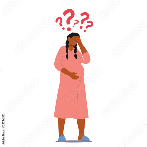 Frustrated worried pregnant woman touching head feeling bad and misunderstanding isolated on white