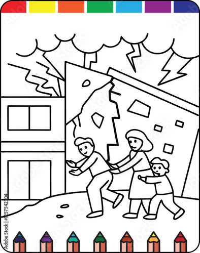 Hurricane Storms and Strong Winds Fun Coloring Page for Natural Disaster Awareness, Wildfires in Nature A Detailed Coloring Page for Kids and Adults