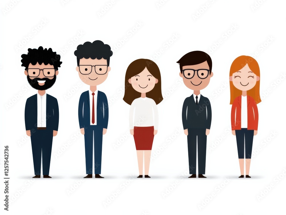 cartoon team of office workers standing in a line cartoon team of office workers standing in a line