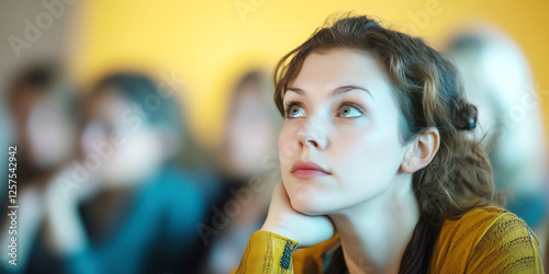 Woman Listens to a Debate on Wealth Taxes, Feeling Uncertain About the Future