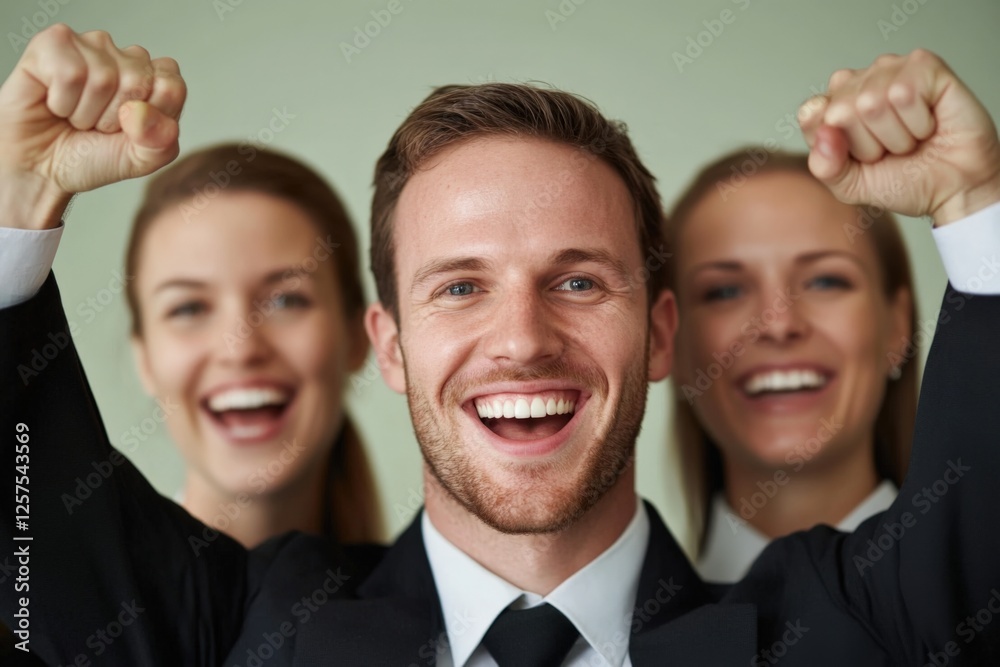 Fototapeta premium happy business people celebrating success
