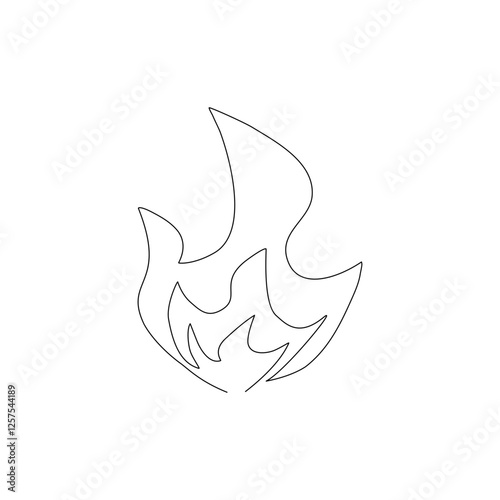 Continuous line drawing of fire on white background.