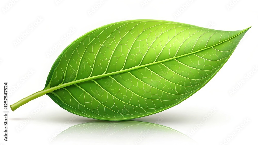 Obraz premium Green Leaf on White Background