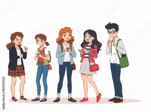 Young Adults Socializing at College Party Vector Scene