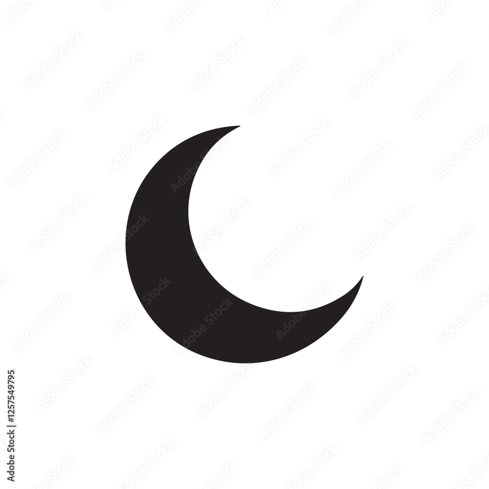 Minimalist Crescent Moon Silhouette Vector Isolated on White Background
Minimalist Crescent Moon Silhouette Vector Isolated on White Background