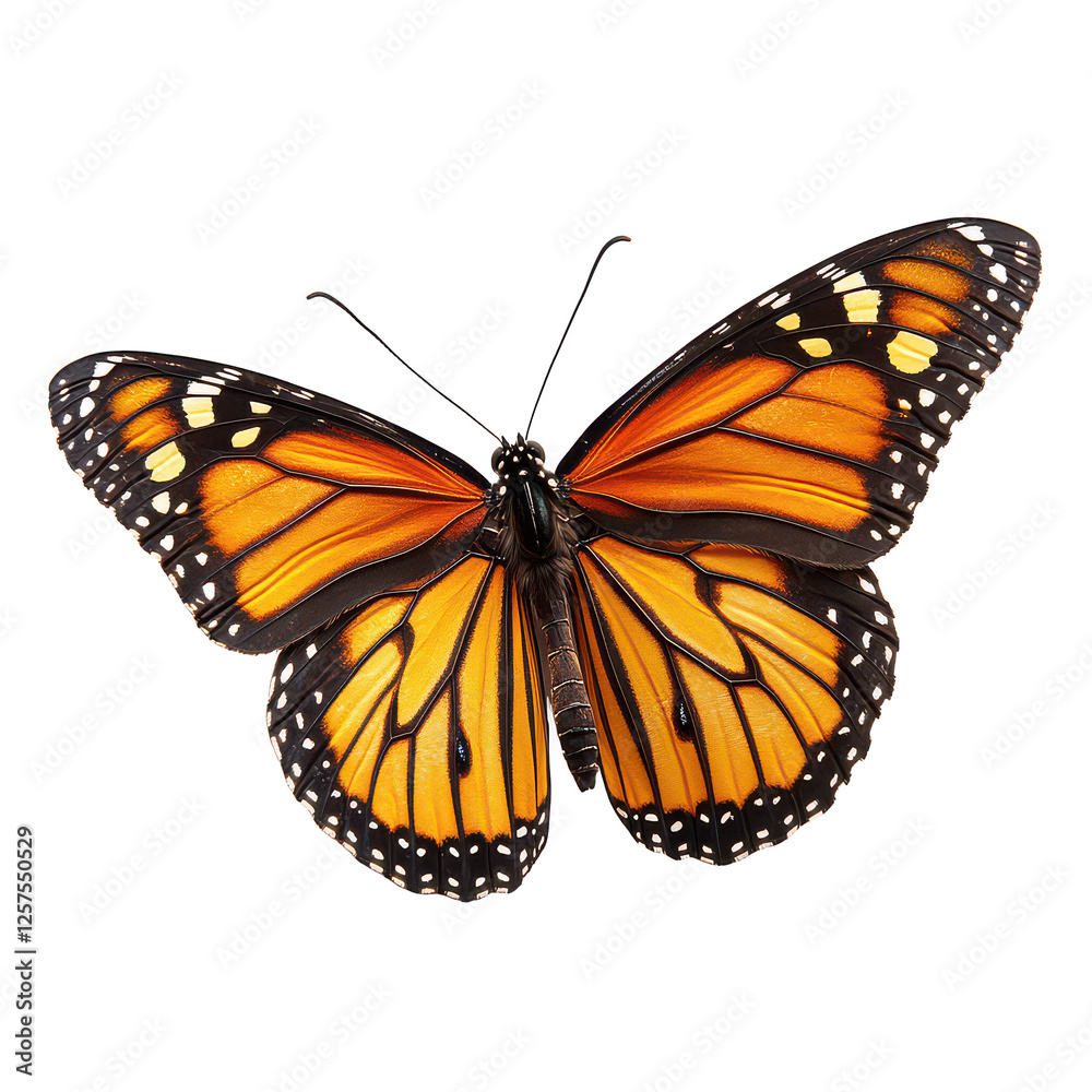 Fototapeta premium Monarch butterfly isolated on transparent background, PNG