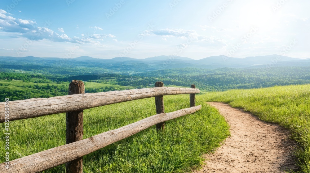Meadow Pathway Trail Rustic dirt trail running through a vast meadow, bordered by lush greenery and distant views of rolling hills. Meadow Pathway Trail Rustic dirt trail running through a vast meadow, bordered by lush greenery and distant views of rolling hills.