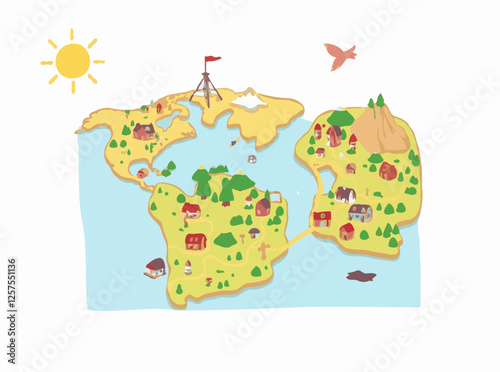 Uncover Hidden Gems: Colorful Vector Map of Adventure Destinations