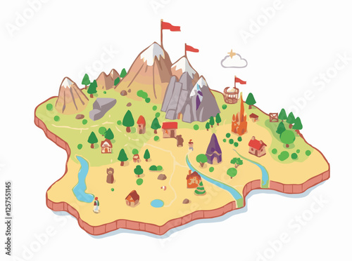 Uncover Hidden Gems: Colorful Vector Map of Adventure Destinations