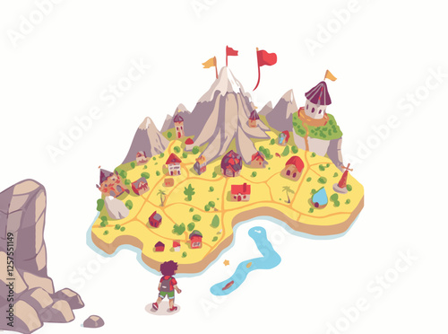 Uncover Hidden Gems: Colorful Vector Map of Adventure Destinations