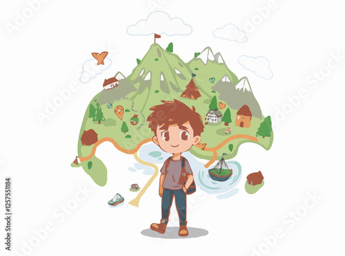 Uncover Hidden Gems: Colorful Vector Map of Adventure Destinations