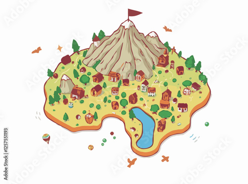 Uncover Hidden Gems: Colorful Vector Map of Adventure Destinations