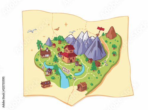 Uncover Hidden Gems: Colorful Vector Map of Adventure Destinations