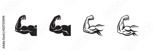 Strong Arm Muscle Flexing Bicep Icon Fitness Bodybuilding Symbol Vector Illustration
