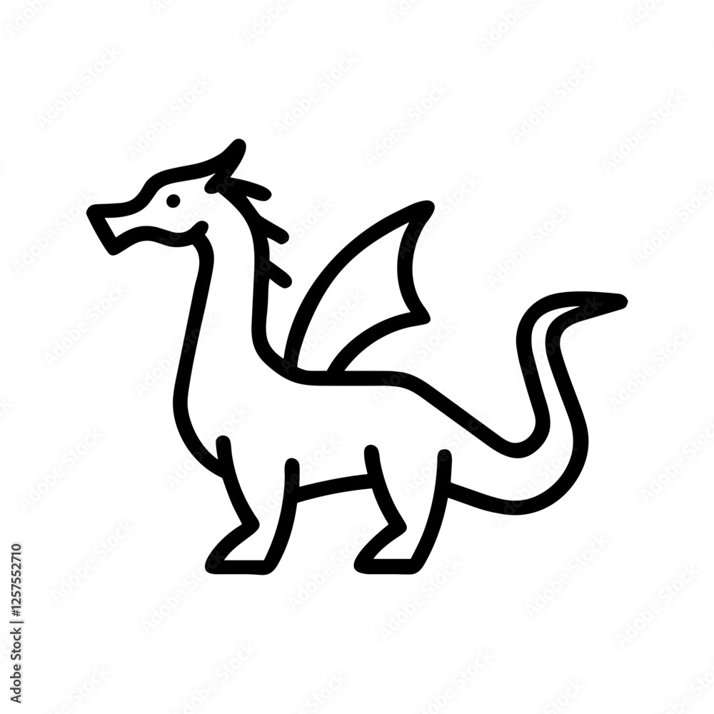 Fototapeta premium Outline dragon with wings