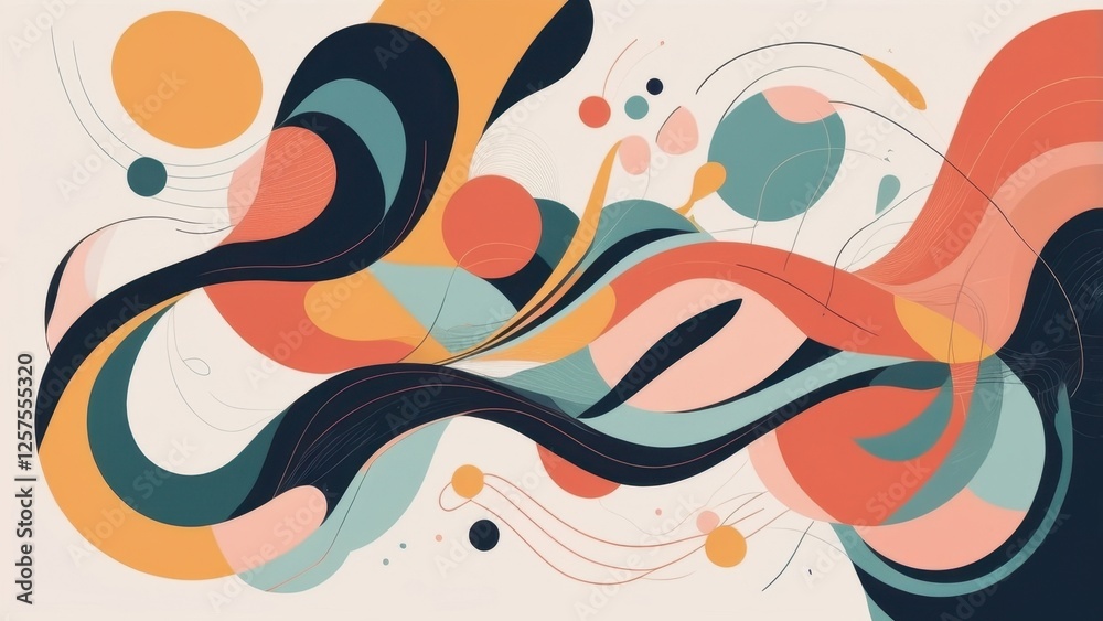 An abstract vector illustration showcasing a rhythmic interplay of geometric and organic lines forming an aesthetic composition An abstract vector illustration showcasing a rhythmic interplay of geometric and organic lines forming an aesthetic composition