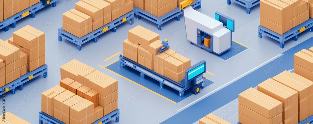 Smart logistics hub with automated packaging lines working seamlessly with AI-driven order processing Smart logistics hub with automated packaging lines working seamlessly with AI-driven order processing
