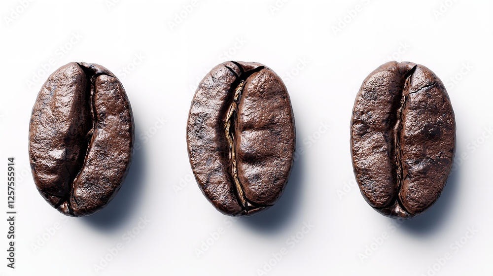 Obraz premium Roasted coffee beans falling against dark backdrop