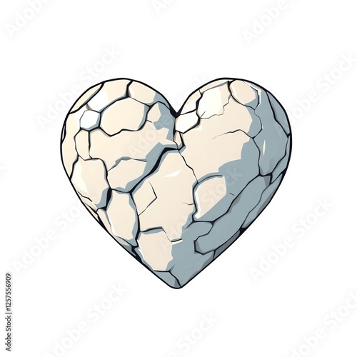 an image of a broken heart is shown on a white background, there is a broken heart that is sitting on a table photo