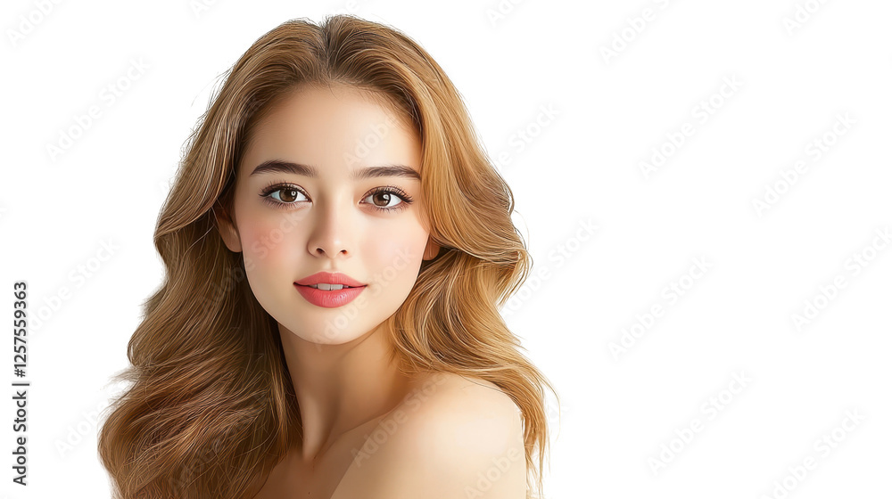 Striking portrait of a woman with long, flowing hair and vibrant red lipstick Striking portrait of a woman with long, flowing hair and vibrant red lipstick