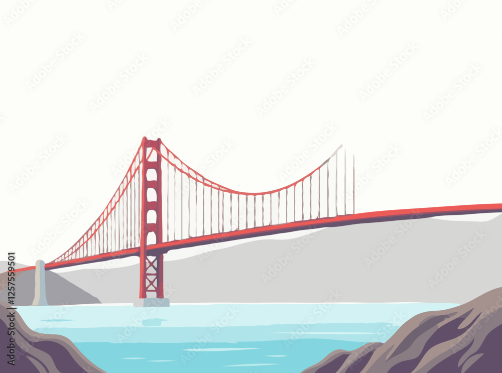 Obraz premium Golden Gate Bridge Contemporary Vector Design