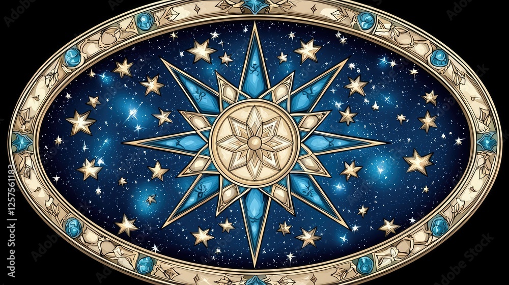 Fototapeta premium Celestial Starburst Design Ornate Frame Decor