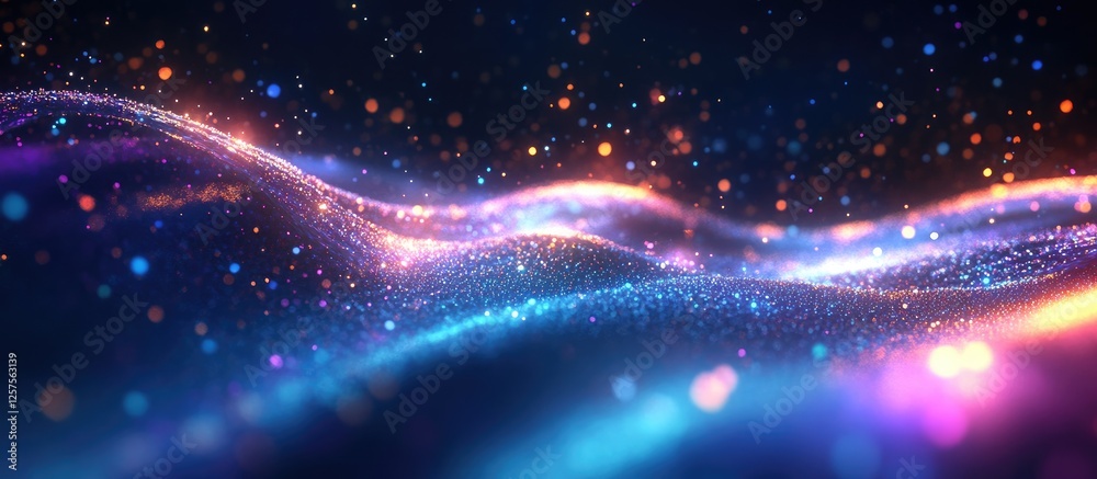 Obraz premium Abstract digital particles waves