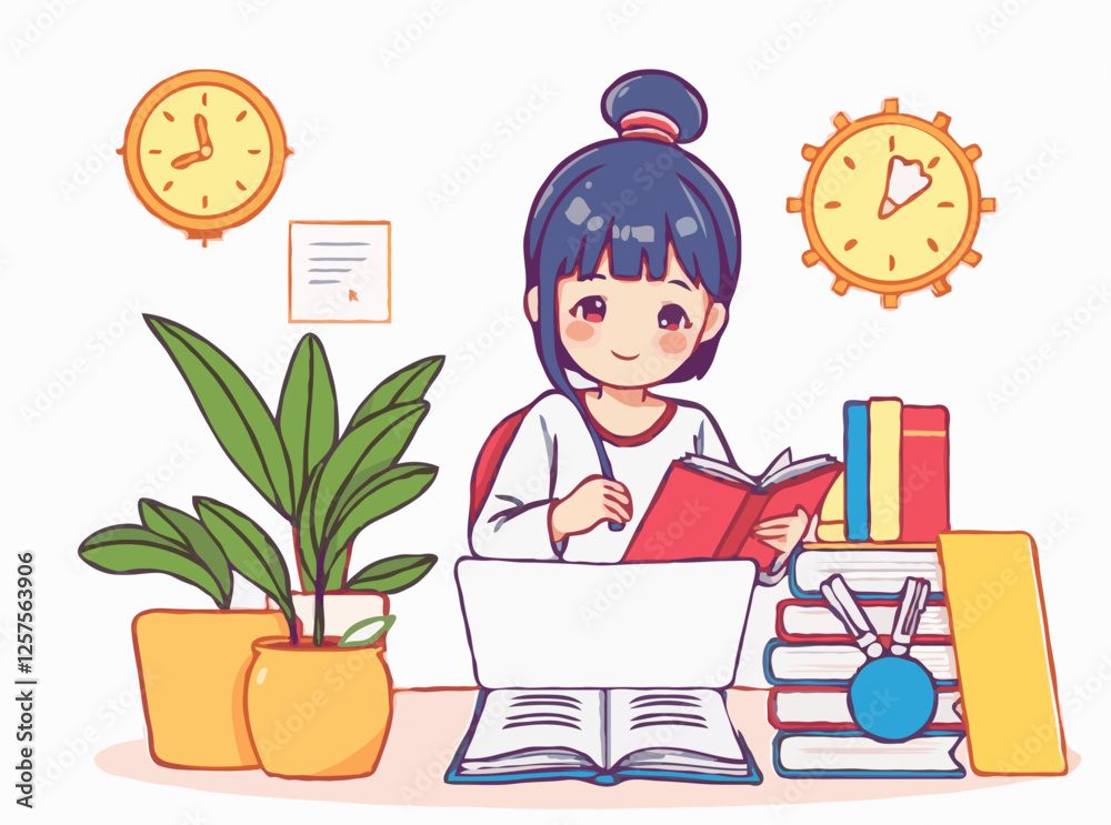 Boosting Productivity with Study Habits Vector Graphics Boosting Productivity with Study Habits Vector Graphics