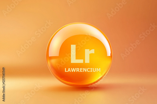 Glossy sphere with Lawrencium symbol