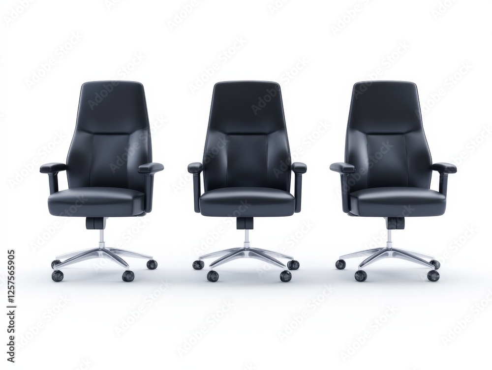 Fototapeta premium three black office chairs