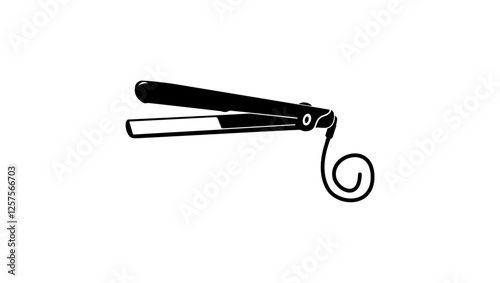 Hair straightener symbol, black isolated silhouette