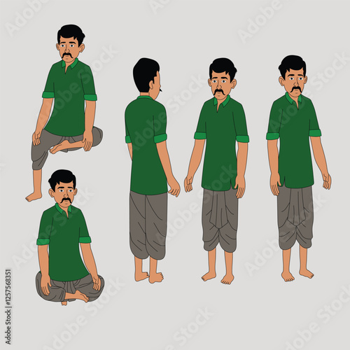 Indian village man cartoon character. moral stories for the best cartoon character vector