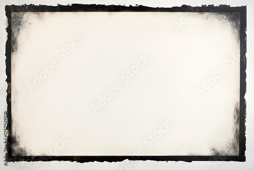 Abstract Minimalist Artwork with a Distressed Black Border and Off White Center