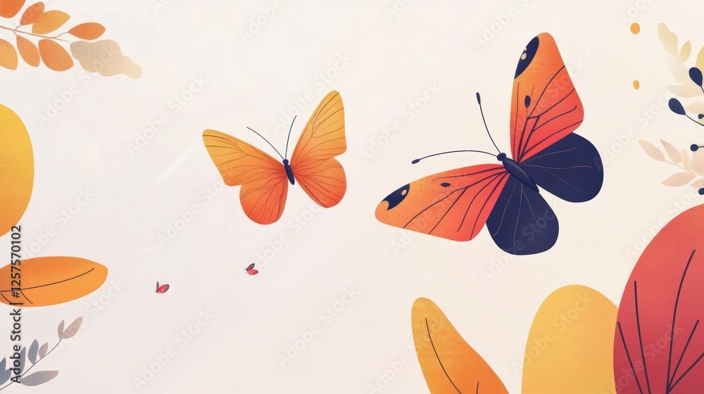 Obraz premium presentation background with butterfly theme. clean and bright modern corporate presentation abstract background