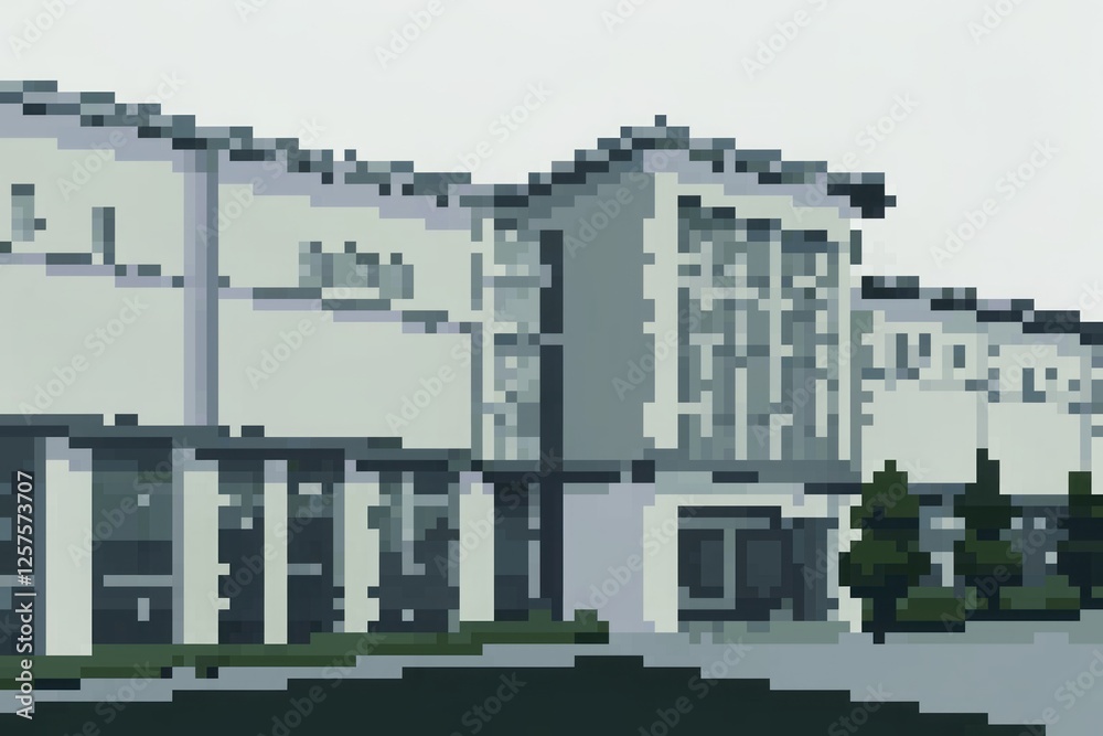 Fototapeta premium Modern architectural building with contemporary design and glass facade.