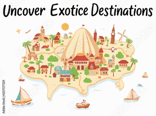 Uncover Exotic Destinations: Illustrated Travel Map