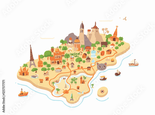 Uncover Exotic Destinations: Illustrated Travel Map