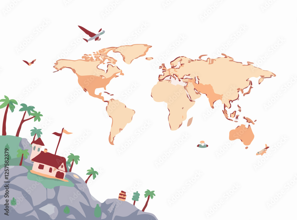 Fototapeta premium Discover new horizons with travel map vectors