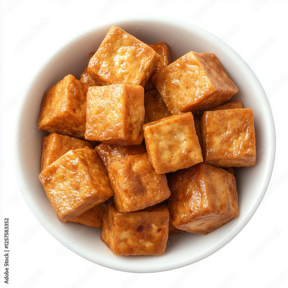 Top down view of Stinky tofu, isolated on white, food setting Top down view of Stinky tofu, isolated on white, food setting
