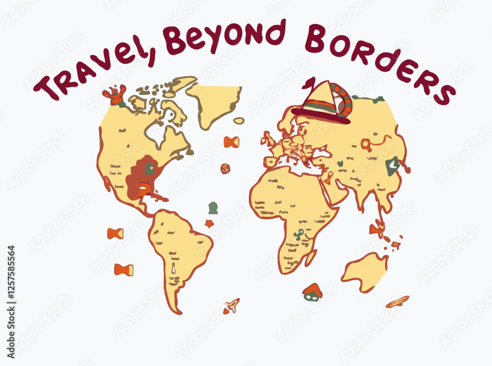 Fototapeta premium Travel Beyond Borders: Global Adventure Map Vector